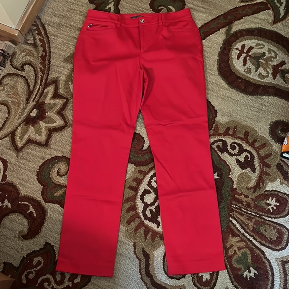 RALPH LAUREN Size 8 Stretchy Cotton Blend Vivid Red Pants Cozy Valentine $119NEW - Picture 3 of 16